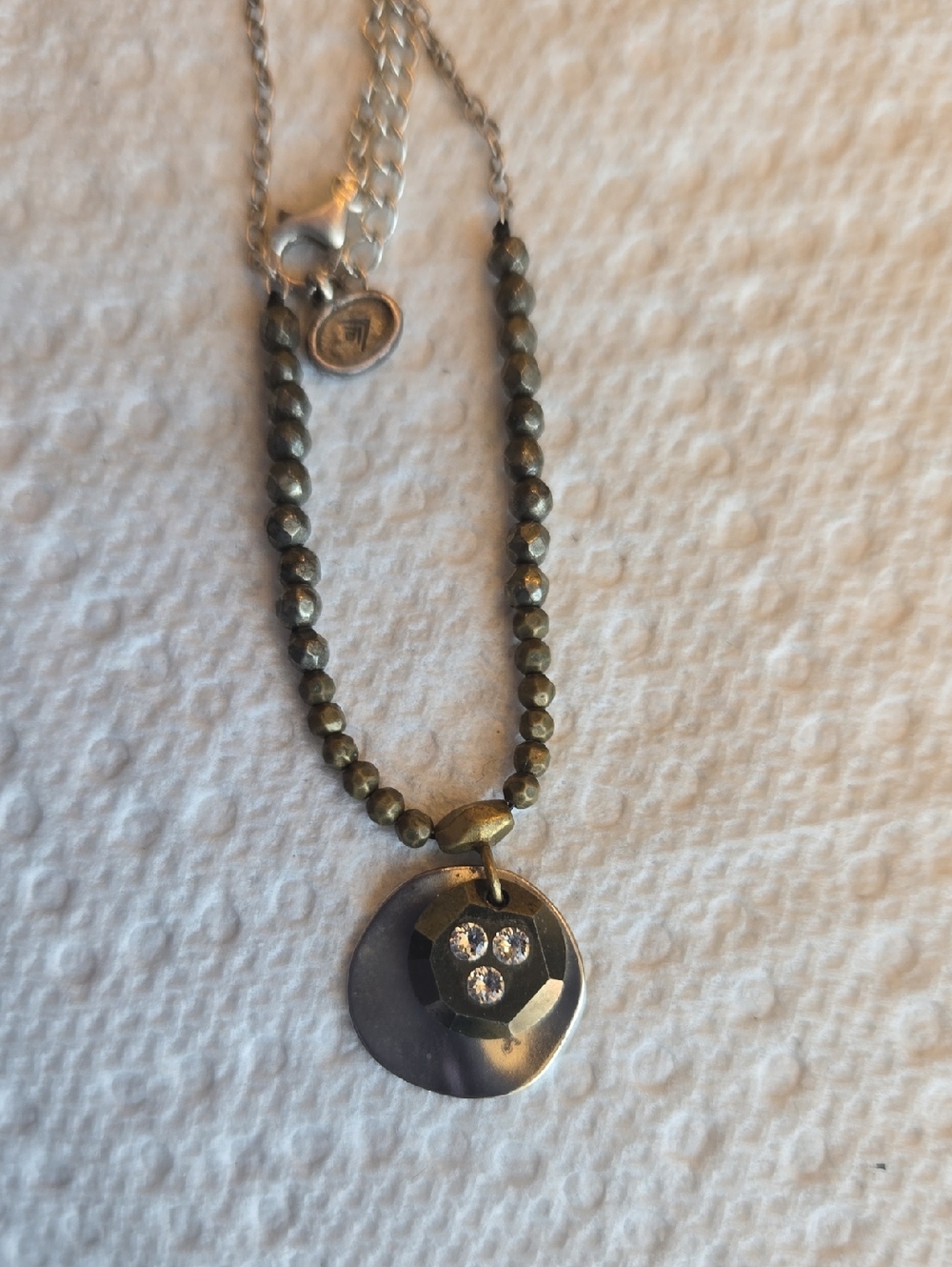 Silpada N3103 Earn Your Stripes Necklace Of SS, Brass, Pyrite, And CZ